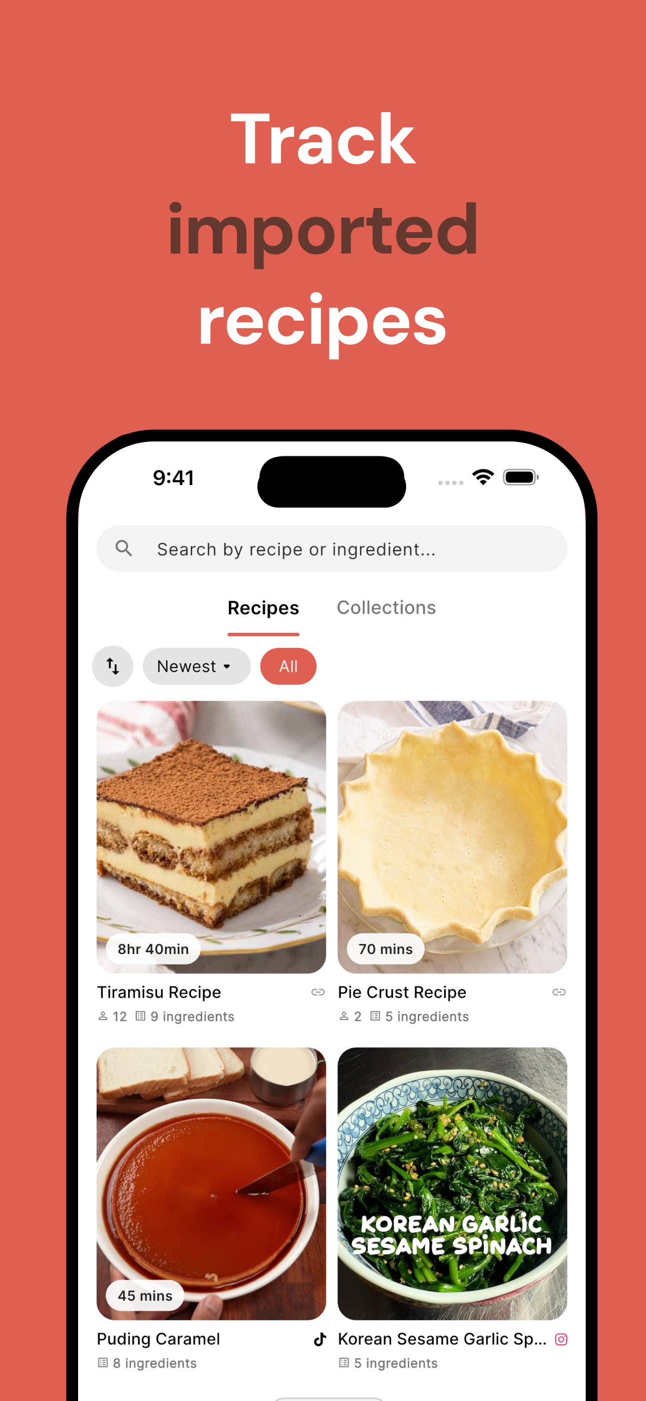Track imported recipes